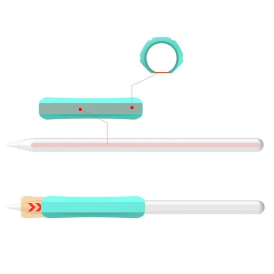 Stoyobe Silicone Holder Set for Apple Pencil 1 / 2 Huawei M-Pencil Turquoise+Light Green+White (3 Pack)