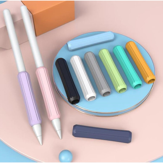 Stoyobe Silicone Holder Set for Apple Pencil 1 / 2 Huawei M-Pencil Turquoise+Light Green+White (3 Pack)
