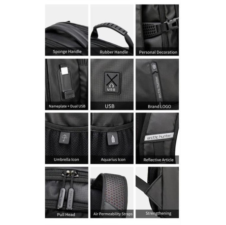 ARCTIC HUNTER τσάντα πλάτης B00388 με θήκη laptop 15.6", USB, μπλε ARCTIC HUNTER τσάντα πλάτης B00388 με θήκη laptop 15.6", USB, μπλε