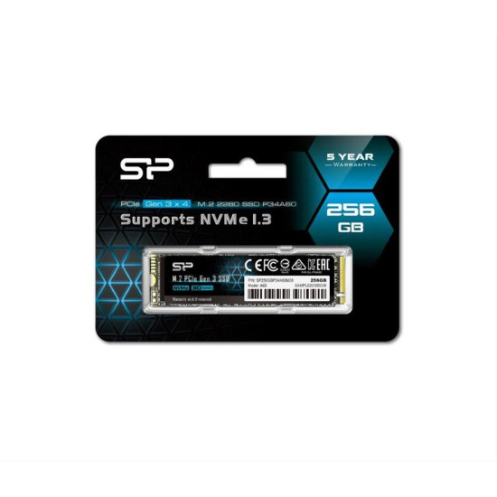 SILICON POWER SSD PCIe Gen3x4 P34A60 M.2 2280, 256GB, 2.200-1.600MB/s