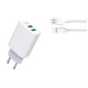 XO wall charger L85C 2x USB 2,4A white + USB-C cable GSM114397