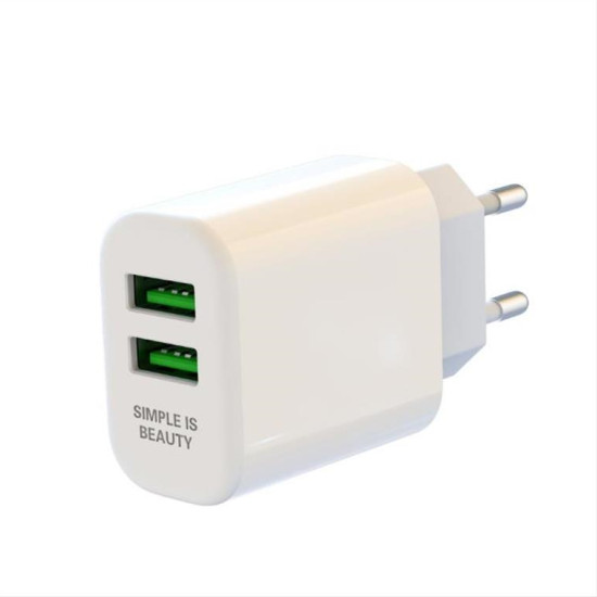 XO wall charger L85C 2x USB 2,4A white + USB-C cable GSM114397