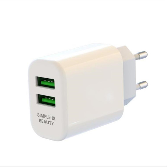 XO wall charger L85C 2x USB 2,4A white + Lightning cable GSM114395