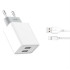 XO wall charger L65 2x USB 2,4A white + USB-C cable GSM103076