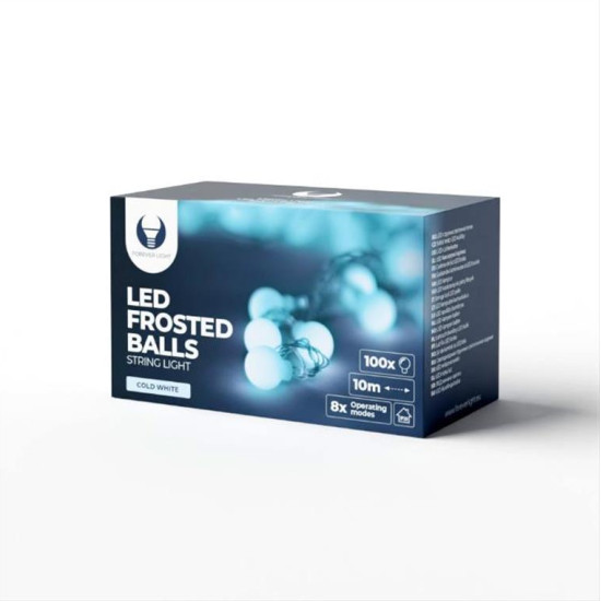 String Light LED FROSTED BALLS FB102 10m 100 balls cold white 230V Forever Light RTV100183