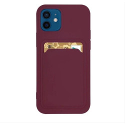 Card Case silicone wallet case with card holder documents for iPhone 13 mini burgundy