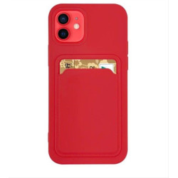 Card Case silicone wallet case with card holder documents for iPhone 12 red