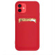 Card Case silicone wallet case with card holder documents for iPhone 12 red
