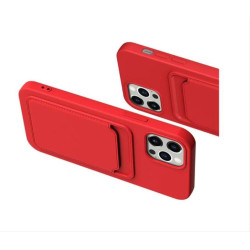 Card Case silicone wallet case with card holder documents for iPhone 12 red