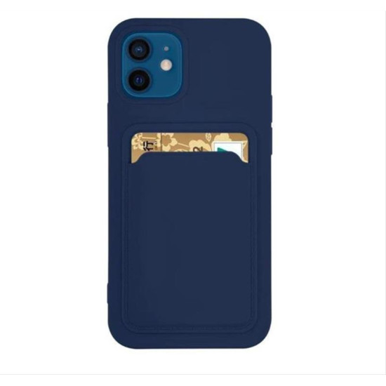 Card Case silicone wallet case with card holder documents for iPhone 11 Pro Max navy blue