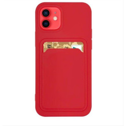 Card Case silicone wallet case with card holder documents for iPhone 11 Pro red