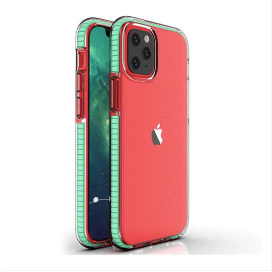 Spring Case clear TPU gel protective cover with colorful frame for iPhone 12 mini mint Spring Case clear TPU gel protective cover with colorful frame for iPhone 12 mini mint