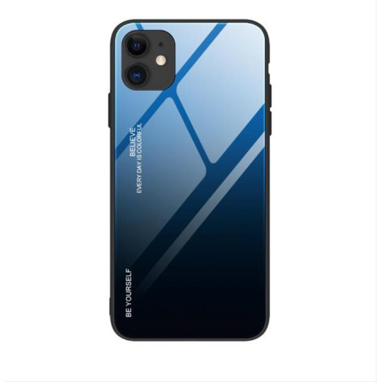 Gradient Glass Durable Cover with Tempered Glass Back iPhone 12 mini black-blue