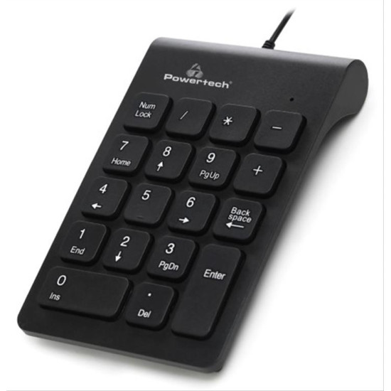 POWERTECH ενσύρματο αριθμητικό πληκτρολόγιο PT-938, USB, μαύρο
