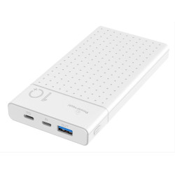 POWERTECH power bank PT-1002 10000mAh, 2x output, PD 20W & QC 18W, λευκό