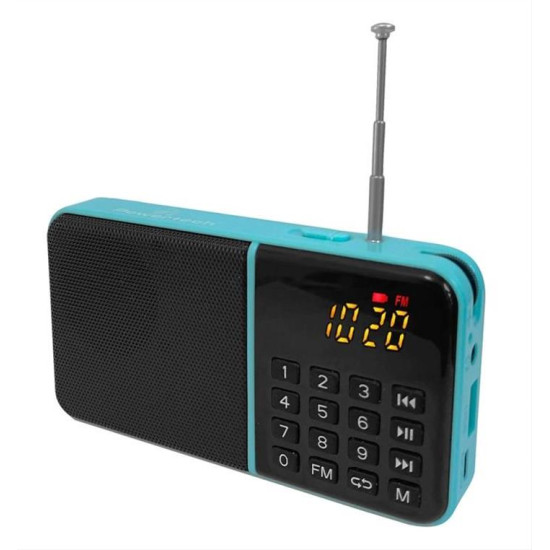 POWERTECH ραδιόφωνο & φορητό ηχείο PT-997, LCD, 1200mah, μπλε