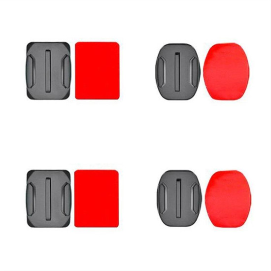 Set of flat and rounded mounting bases for GoPro, DJI Osmo Action, EKEN, SJCam, Insta360 sports cameras with 3M tapes - 2 pieces