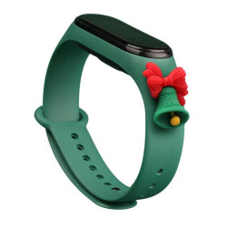 Strap Xmas Wristband for Xiaomi Mi Band 6 / Mi Band 5 Christmas Silicone Strap Bracelet Dark Green (Bell)