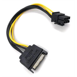 POWERTECH Καλώδιο SATA 8" 15pin σε PCI-E 6pin CAB-W032, 15cm POWERTECH Καλώδιο SATA 8" 15pin σε PCI-E 6pin CAB-W032, 15cm