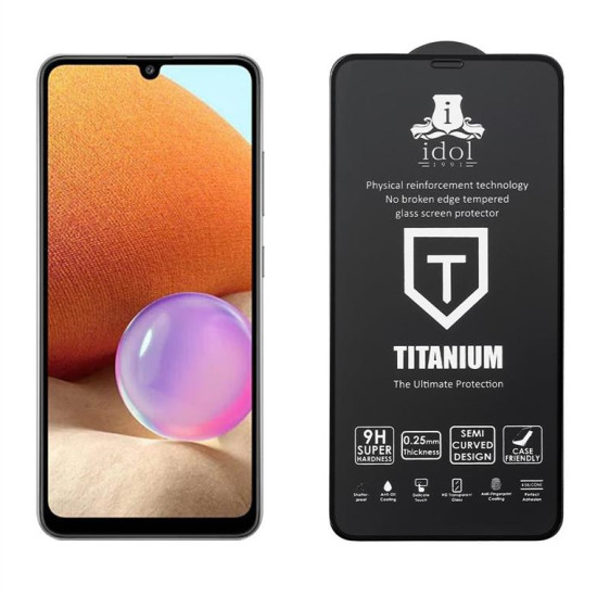 IDOL 1991 TEMPERED GLASS SAMSUNG A32 4G A325 6.4" 9H 0.25mm TITANIUM SEMI CURVED FULL GLUE BLACK