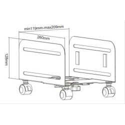 BRATECK Μεταλλική βάση PC με ροδάκια, Universal, έως 10kg CPB-4