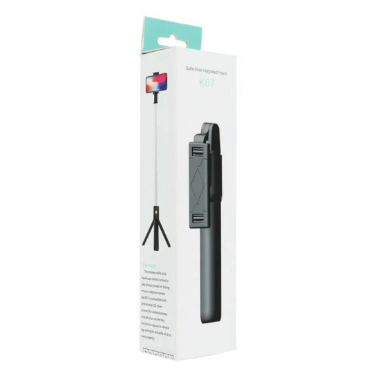 Combo selfie stick with tripod and remote control bluetooth white K07