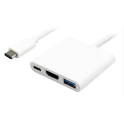 POWERTECH αντάπτορας Type-C σε HDMI + Type-C + USB 3.0 PTH-042 4K, λευκό