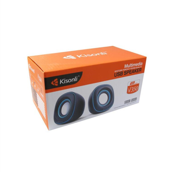 Ηχεία Kisonli S-444, 2x3W USB, Μαύρο - Κόκκινο 22061