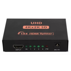POWERTECH splitter HDMI σε 4x HDMI PTH-048, 4K 3D, μαύρο
