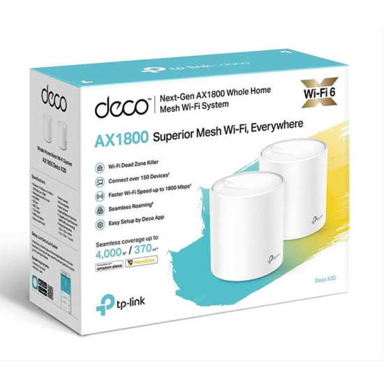 TP-LINK Mesh WiFi 6 access point Deco X20, AX1800 Dual Band, 2τμχ, V.2.0