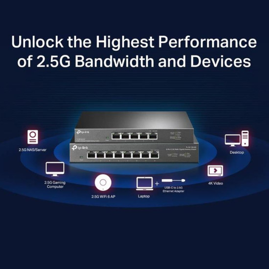 TP-LINK Multi-Gigabit Desktop Switch TL-SG108-M2, 8-Port 2.5G, Ver. 1.0 TP-LINK Multi-Gigabit Desktop Switch TL-SG108-M2, 8-Port 2.5G, Ver. 1.0