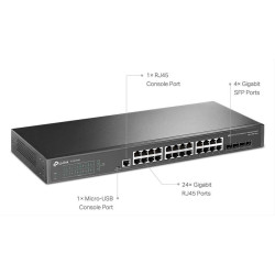 TP-LINK L2+ managed switch TL-SG3428, 24-Port Gigabit, 4x SFP, Ver.2.0