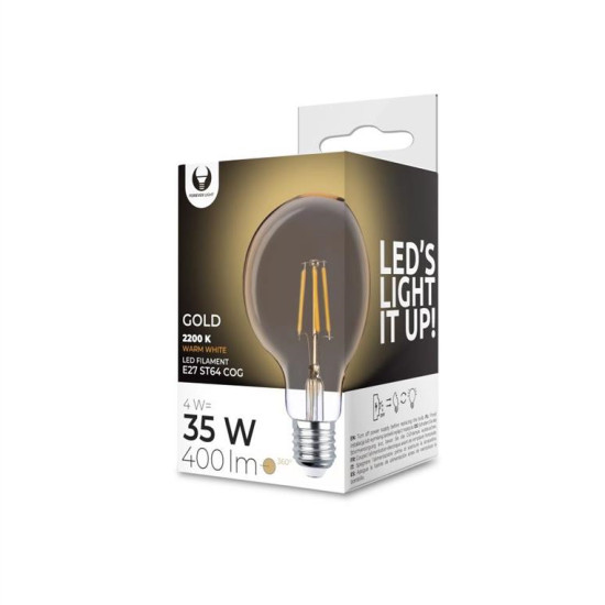 LED Bulb Filament E27 G95 4W 230V 2200K 400lm COG gold Forever Light RTV0100011