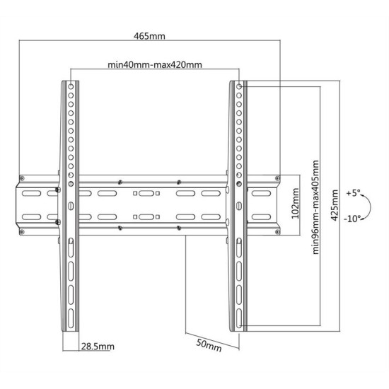 BRATECK Επιτοίχια βαση KL25-44T, για οθόνη 32"-55", έως 35kg