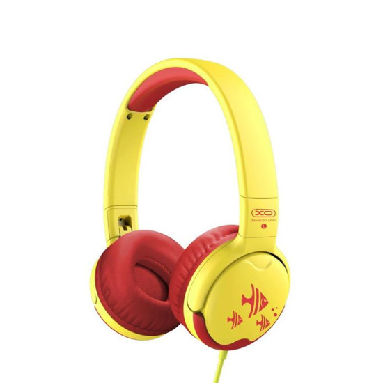 XO wired headphones EP47 jack 3,5mm yellow-red GSM111823