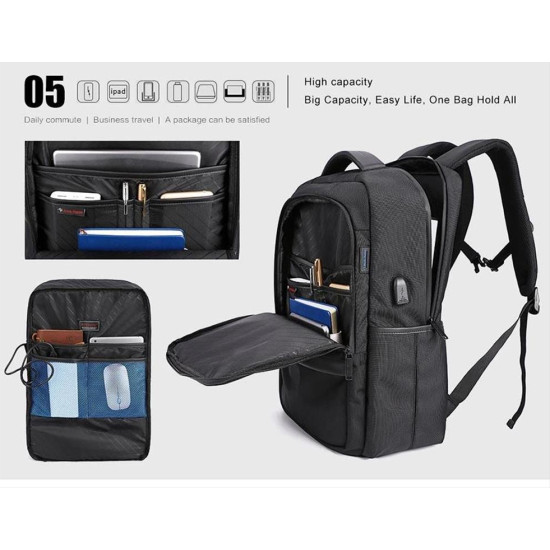 ARCTIC HUNTER τσάντα πλάτης B00120C-GY με θήκη laptop 15.6", γκρι