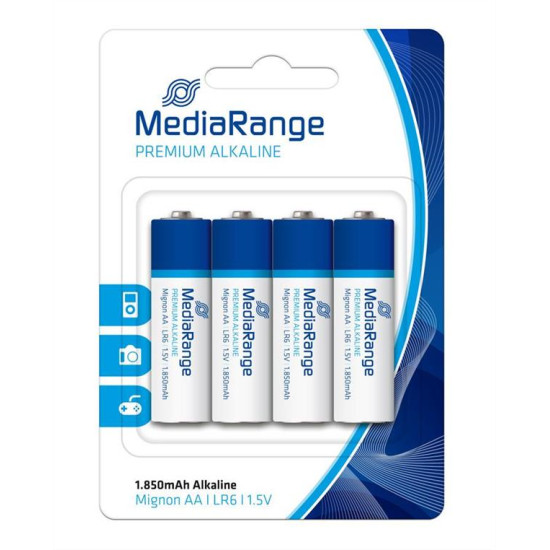 MediaRange Premium Alkaline Batteries AA LR6 1.5V 4-Pack MRBAT104