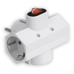 POWERTECH αντάπτορας ρεύματος PT-824, 3x schuko, 250V 16A, λευκός PT-824