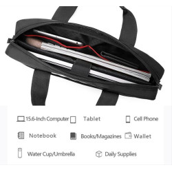 GOLDEN WOLF τσάντα ώμου GW00010, με θήκη laptop 15.6", 12L, μαύρη