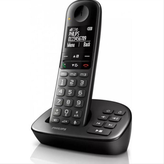 PHILIPS ασύρματο τηλέφωνο XL4951DS/34 ελληνικό μενού, τηλεφωνητής, μαύρο