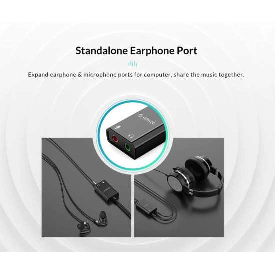 ORICO USB κάρτα ήχου SKT2, USB2.0, 2x 3.5mm, μαύρο ORICO USB κάρτα ήχου SKT2, USB2.0, 2x 3.5mm, μαύρο