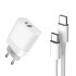 XO wall charger L64 PD QC3.0 18W 2x USB white + USB-C - USB-C cable GSM105529