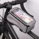 Waterproof bike frame bag with phone holder gray