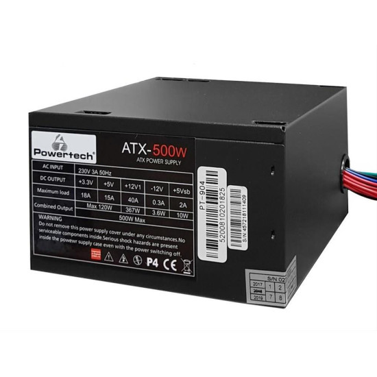 POWERTECH τροφοδοτικό PT-904, 500W, 120mm Fan POWERTECH τροφοδοτικό PT-904, 500W, 120mm Fan