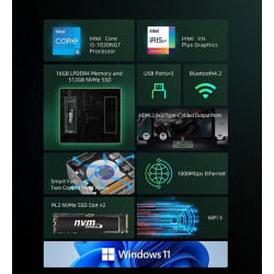 BMAX Mini PC Intel Core i5-1030NG7 B6Pro up to 3.5GHz, 4 Cores, 8 Threads , 16GB DDR4 512GB NVME SSD , HDMI*2/USB* 3/ Wi-Fi 5/2.4+5G/BT4.2 NVME_2280 x2 / Windows 11 Pro BMAX Mini PC Intel Core i5-1030NG7 B6Pro up to 3.5GHz, 4 Cores, 8 Threads , 16GB DDR4 512GB NVME SSD , HDMI*2/USB* 3/ Wi-Fi 5/2.4+5G/BT4.2 NVME_2280 x2 / Windows 11 Pro
