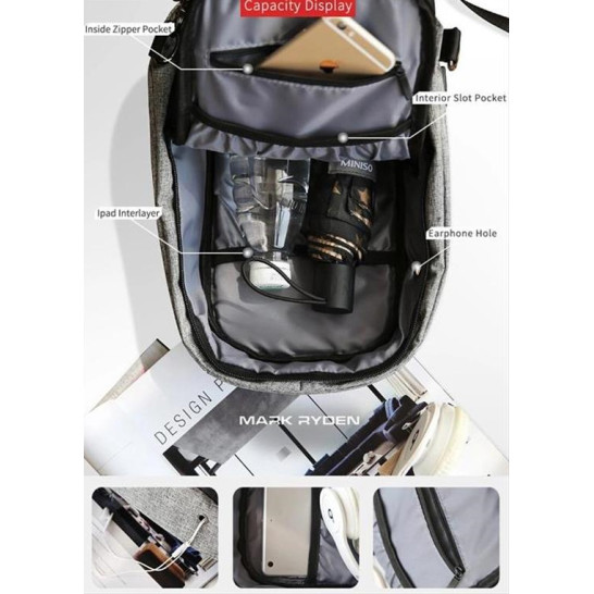 MARK RYDEN τσάντα crossbody MR5898, θήκη tablet 9.7", αδιάβροχη, μαύρη MARK RYDEN τσάντα crossbody MR5898, θήκη tablet 9.7", αδιάβροχη, μαύρη