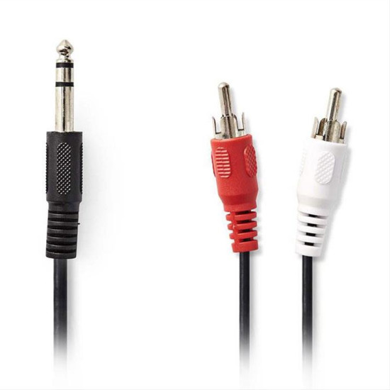 NEDIS Καλώδιο ήχου Stereo 6.35 mm αρσ. - 2x RCA αρσ., 2m, σε μαύρο χρώμα. CAGP23300BK20