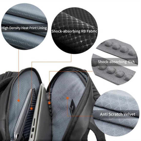 ARCTIC HUNTER τσάντα πλάτης B00388 με θήκη laptop 15.6", USB, μαύρη