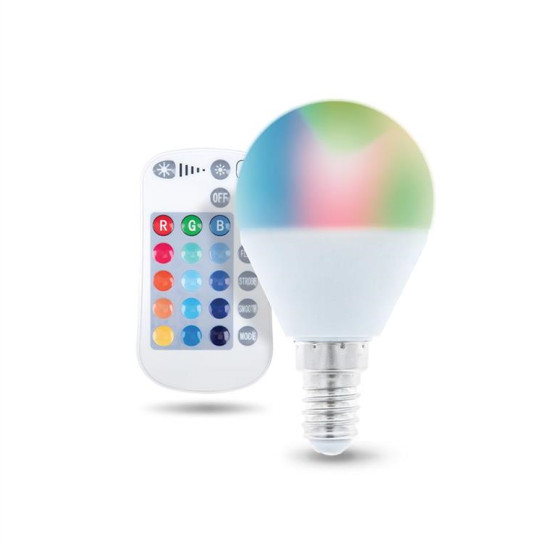 LED Bulb E14 G45 RGB + White 5W + RC Forever Light