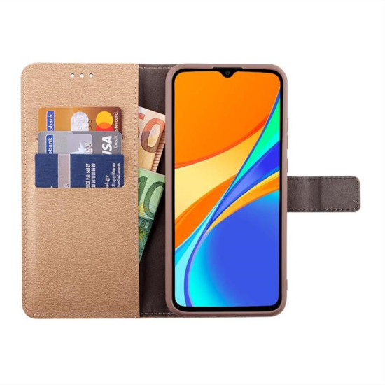 ΘΗΚΗ XIAOMI REDMI 9C 6.53" ALLURE MAGNET BOOK STAND CLIP GOLD